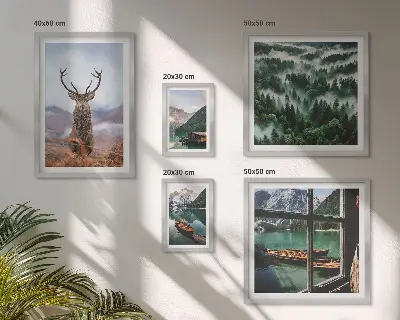 Conjunto de cuadros decorativos con motivos de naturaleza, animales salvajes y montañas