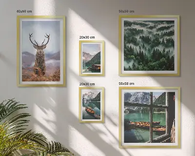 Conjunto de cuadros decorativos con motivos de naturaleza, animales salvajes y montañas