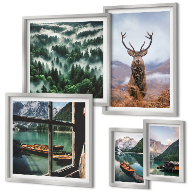 Conjunto de cuadros decorativos Naturaleza, animales salvajes, montañas