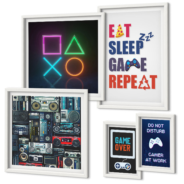 Pared galería de arte Decoraciones con estilo para gamers