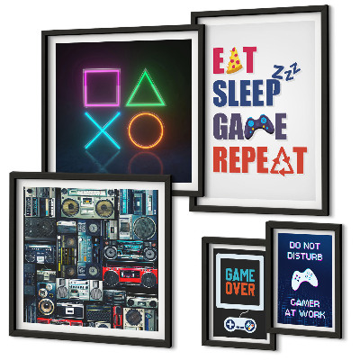 Pared galería de arte Decoraciones con estilo para gamers