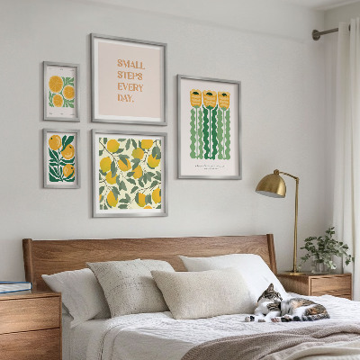 Conjunto de cuadros decorativos Flores, cítricos, eslóganes positivos