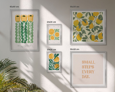 Conjunto de cuadros decorativos Flores, cítricos, eslóganes positivos