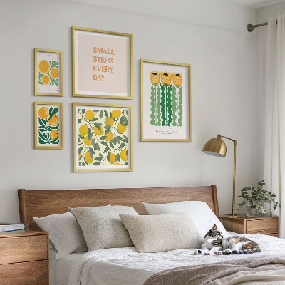 Conjunto de cuadros decorativos Flores, cítricos, eslóganes positivos