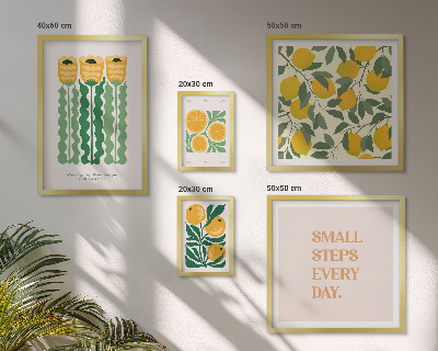 Conjunto de cuadros decorativos Flores, cítricos, eslóganes positivos