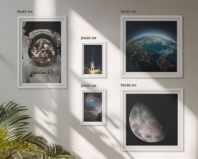 Set de 5 cuadros para salón Descubrimientos espaciales de los astronautas