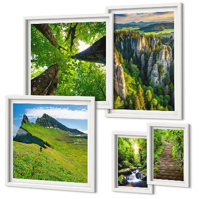 Pared galería de arte Senderos naturales con paisajes verdes