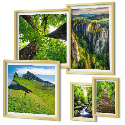 Pared galería de arte Senderos naturales con paisajes verdes