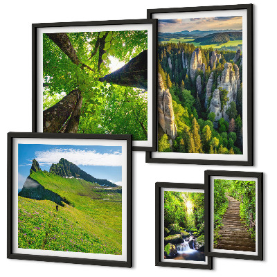 Pared galería de arte Senderos naturales con paisajes verdes