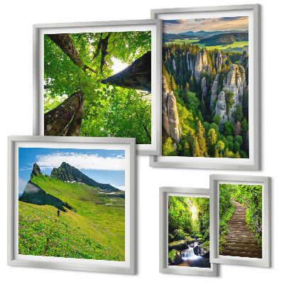Pared galería de arte Senderos naturales con paisajes verdes