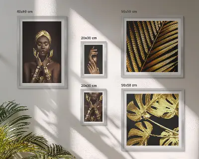 Set de 5 cuadros para salón retratos de mujeres en la naturaleza con estilo glamuroso