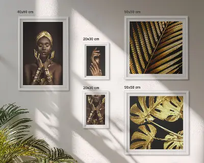Set de 5 cuadros para salón retratos de mujeres en la naturaleza con estilo glamuroso