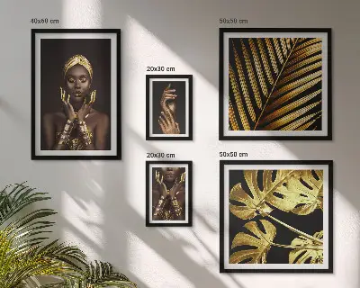 Set de 5 cuadros para salón retratos de mujeres en la naturaleza con estilo glamuroso