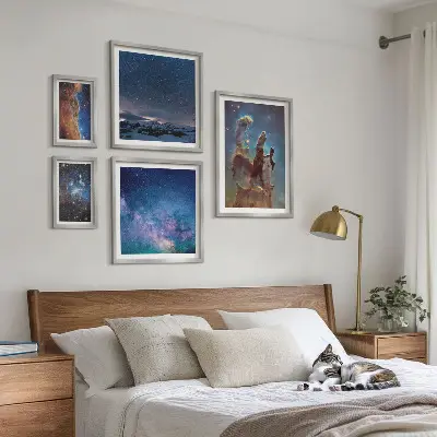 Set de 5 cuadros para salón con diseño de paisajes cósmicos de galaxias