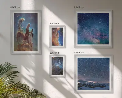 Set de 5 cuadros para salón con diseño de paisajes cósmicos de galaxias