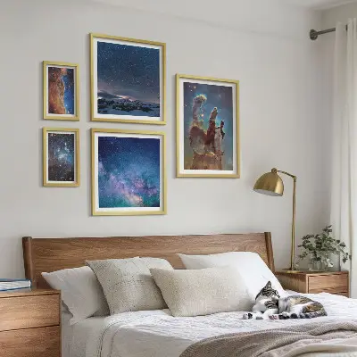 Set de 5 cuadros para salón con diseño de paisajes cósmicos de galaxias
