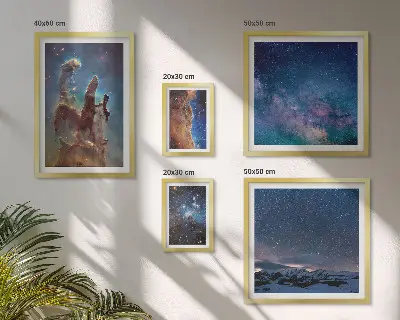 Set de 5 cuadros para salón con diseño de paisajes cósmicos de galaxias