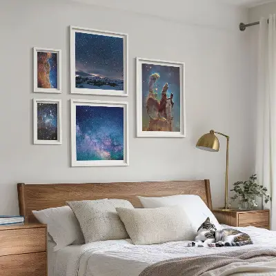 Set de 5 cuadros para salón con diseño de paisajes cósmicos de galaxias