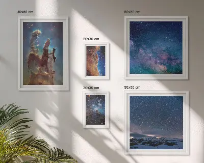 Set de 5 cuadros para salón con diseño de paisajes cósmicos de galaxias