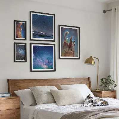 Set de 5 cuadros para salón con diseño de paisajes cósmicos de galaxias