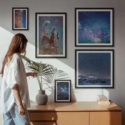 Set de 5 cuadros para salón con diseño de paisajes cósmicos de galaxias