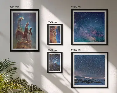 Set de 5 cuadros para salón con diseño de paisajes cósmicos de galaxias