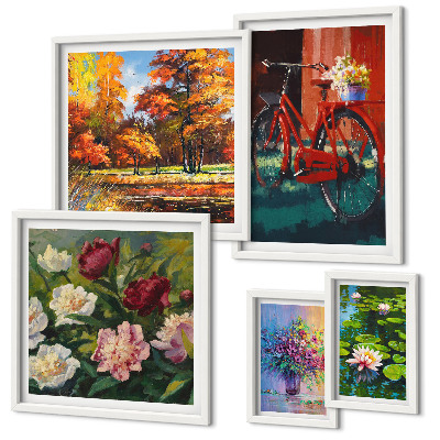 Set de 5 cuadros para salón Flores en el paisaje primaveral