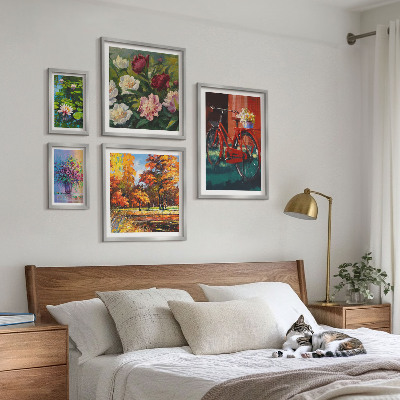 Set de 5 cuadros para salón Flores en el paisaje primaveral