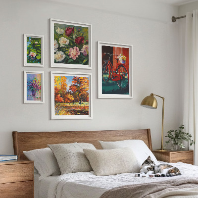 Set de 5 cuadros para salón Flores en el paisaje primaveral