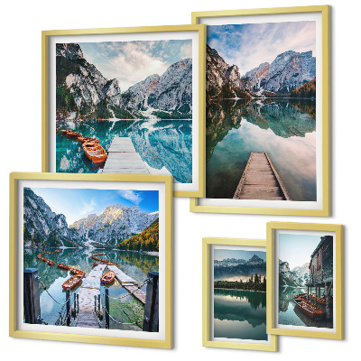 Set de 5 cuadros para salón Lagos de montaña y naturaleza