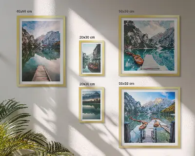 Set de 5 cuadros para salón con diseño de lagos de montaña y naturaleza