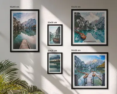 Set de 5 cuadros para salón con diseño de lagos de montaña y naturaleza