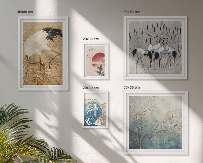 Pared galería de arte Elegantes pinturas de naturaleza con representaciones de aves.