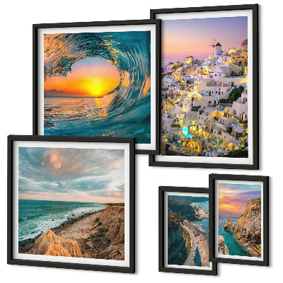 Set de 5 cuadros para salón Paisajes costeros y playas