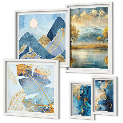 Conjunto de cuadros decorativos Paisajes de montaña con plantas de estilo elegante
