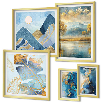 Conjunto de cuadros decorativos Paisajes de montaña con plantas de estilo elegante
