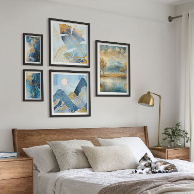 Conjunto de cuadros decorativos Paisajes de montaña con plantas de estilo elegante