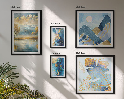Conjunto de cuadros decorativos Paisajes de montaña con plantas de estilo elegante