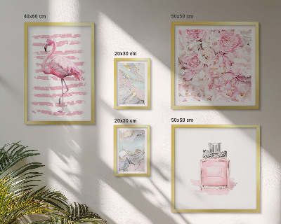 Set de 5 cuadros para salón Elegantes detalles en rosa con flores de flamenco