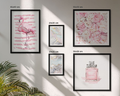 Set de 5 cuadros para salón Elegantes detalles en rosa con flores de flamenco