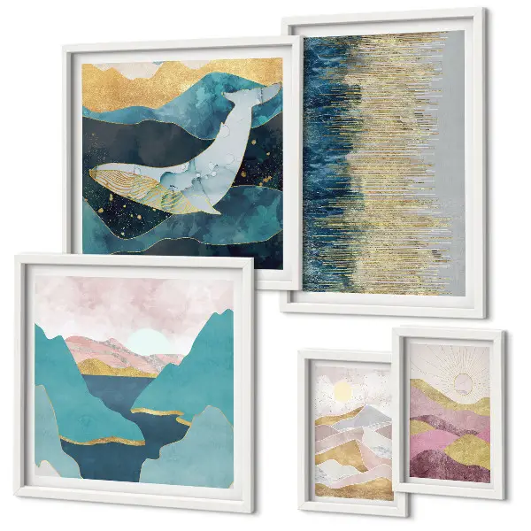Cuadro de galería de arte diseño de montañas abstractas en estilo marino moderno