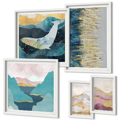 Cuadro de galería de arte diseño de montañas abstractas en estilo marino moderno