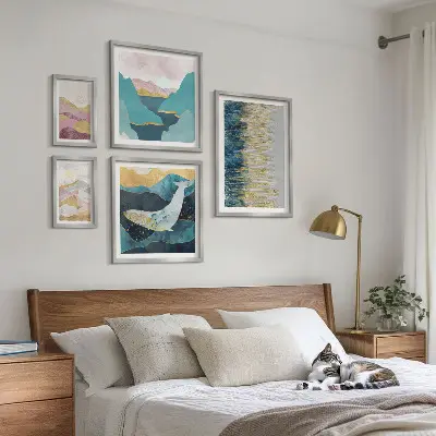 Cuadro de galería de arte diseño de montañas abstractas en estilo marino moderno