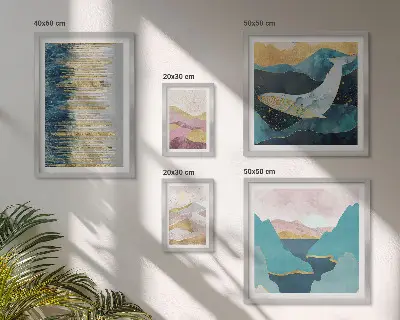 Cuadro de galería de arte diseño de montañas abstractas en estilo marino moderno