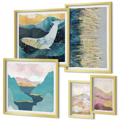Cuadro de galería de arte diseño de montañas abstractas en estilo marino moderno