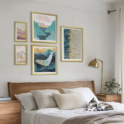 Cuadro de galería de arte diseño de montañas abstractas en estilo marino moderno