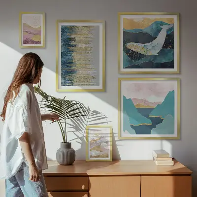 Cuadro de galería de arte diseño de montañas abstractas en estilo marino moderno