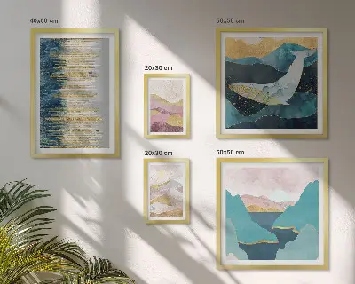 Cuadro de galería de arte diseño de montañas abstractas en estilo marino moderno