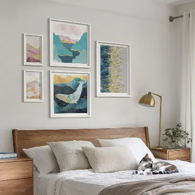 Cuadro de galería de arte diseño de montañas abstractas en estilo marino moderno