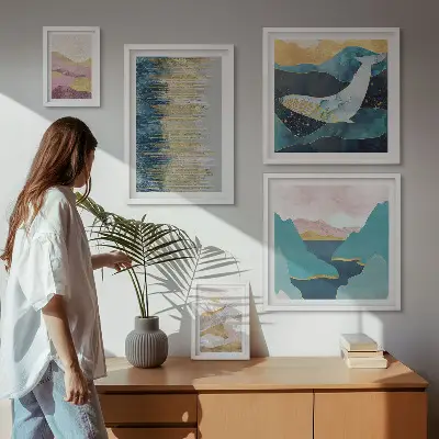 Cuadro de galería de arte diseño de montañas abstractas en estilo marino moderno